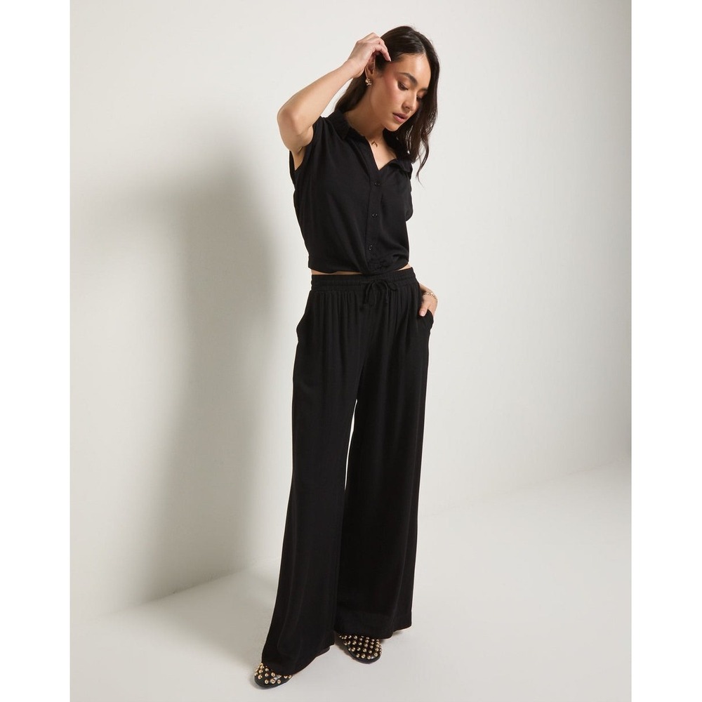 Seventy Eight and Sunny Sunset Wide Leg Pants Black L New With Tags